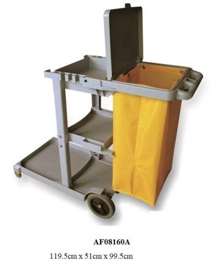 عربة نظافة 3 ادوار بلاستيك مع كيس بغطاء