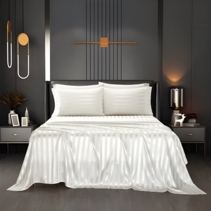 طقم سرير مزدوج مقلم منسوج